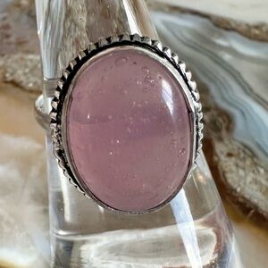 2128 Elegant Silver and Pink Stone Ring